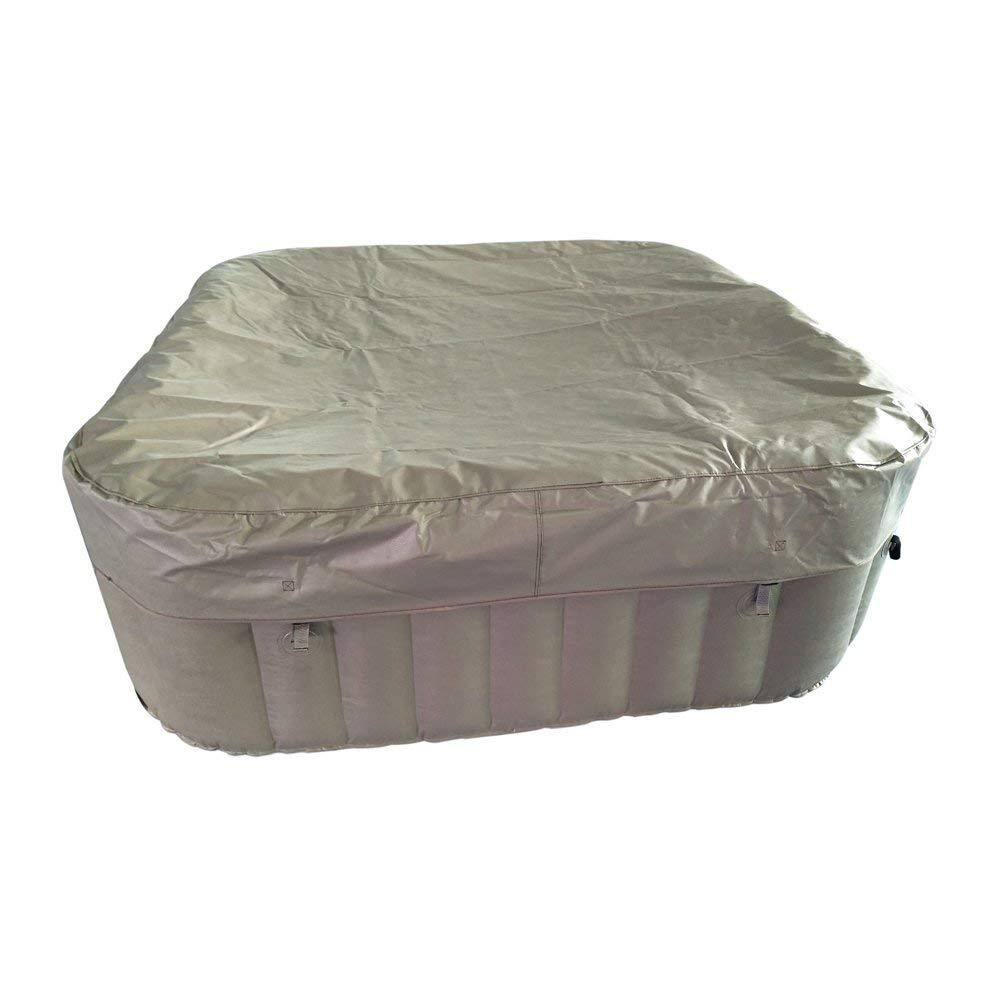 Brown and White 6-Person Square Inflatable Hot Tub Spa with Cover