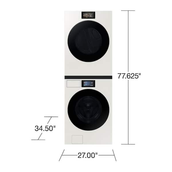 7.6 cu ft vented Front Load Stackable Bespoke AI Ultra Capacity Gas Dryer in Ivory w/AI OptiDry+