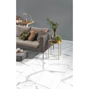 Take Home Tile Sample-Tavish Laced 4 in. x 4 in. Polished Porcelain Marble Look Floor and Wall Tile