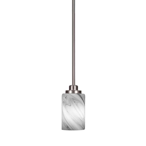 Unbranded Monroe 100-Watt 1-Light Brushed Nickel Shaded Pendant Light with Onyx Swirl Glass Shade, No Bulb Included