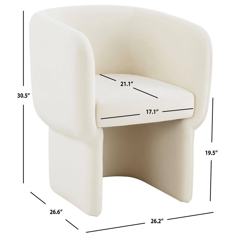 Cream Velvet Upholstered Barrel Back Dining Chair