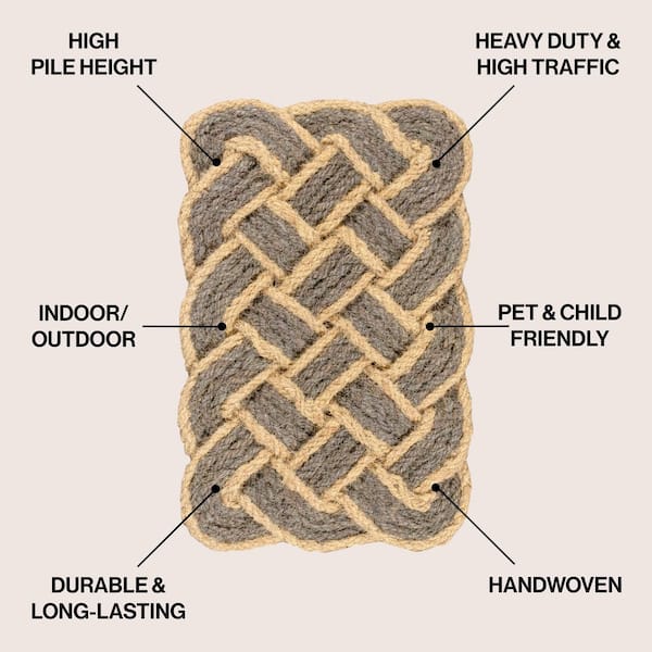 Maeve Classic Coastal Scalloped Basketweave Coir Gray/Bleach 2 ft. x 3 ft. Indoor/Outdoor DoorMat