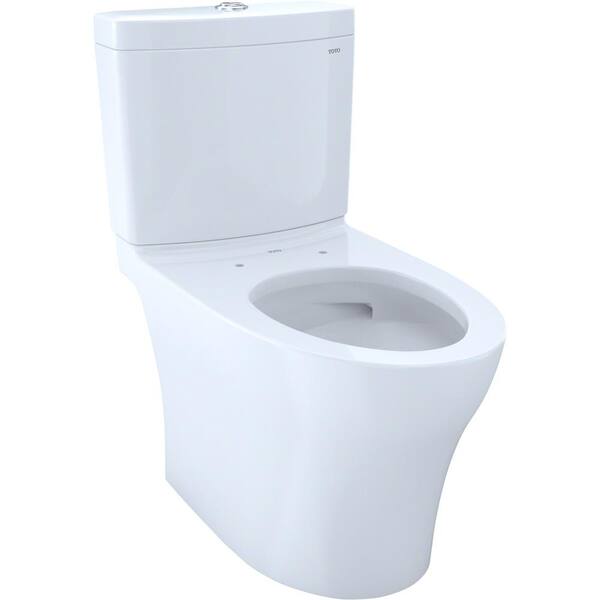 TOTO Aquia IV 2-Piece 1.28 and 0.8 GPF Dual Flush Elongated Skirted Toilet with CeFiONtect in Cotton White, Seat Not Included