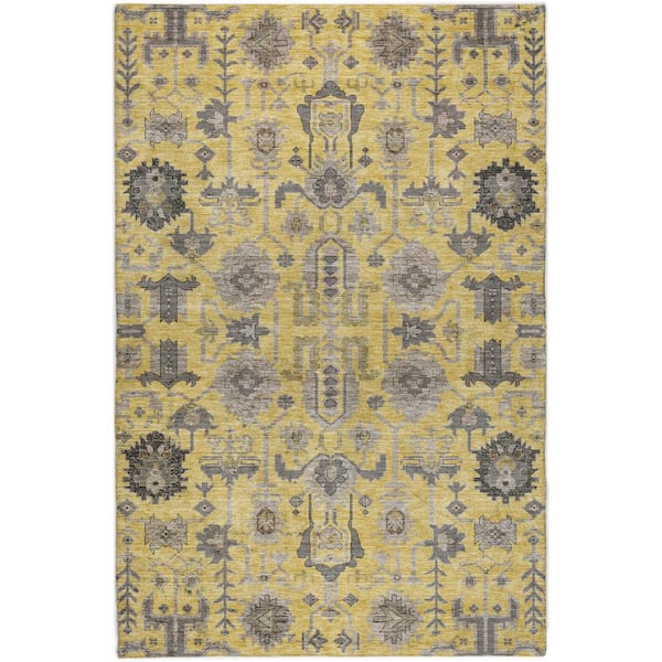 Dream Shag Premium Machine Washable Abstract ADS697 Honey 5 ft. x 7 ft. 6 in. Area Rug