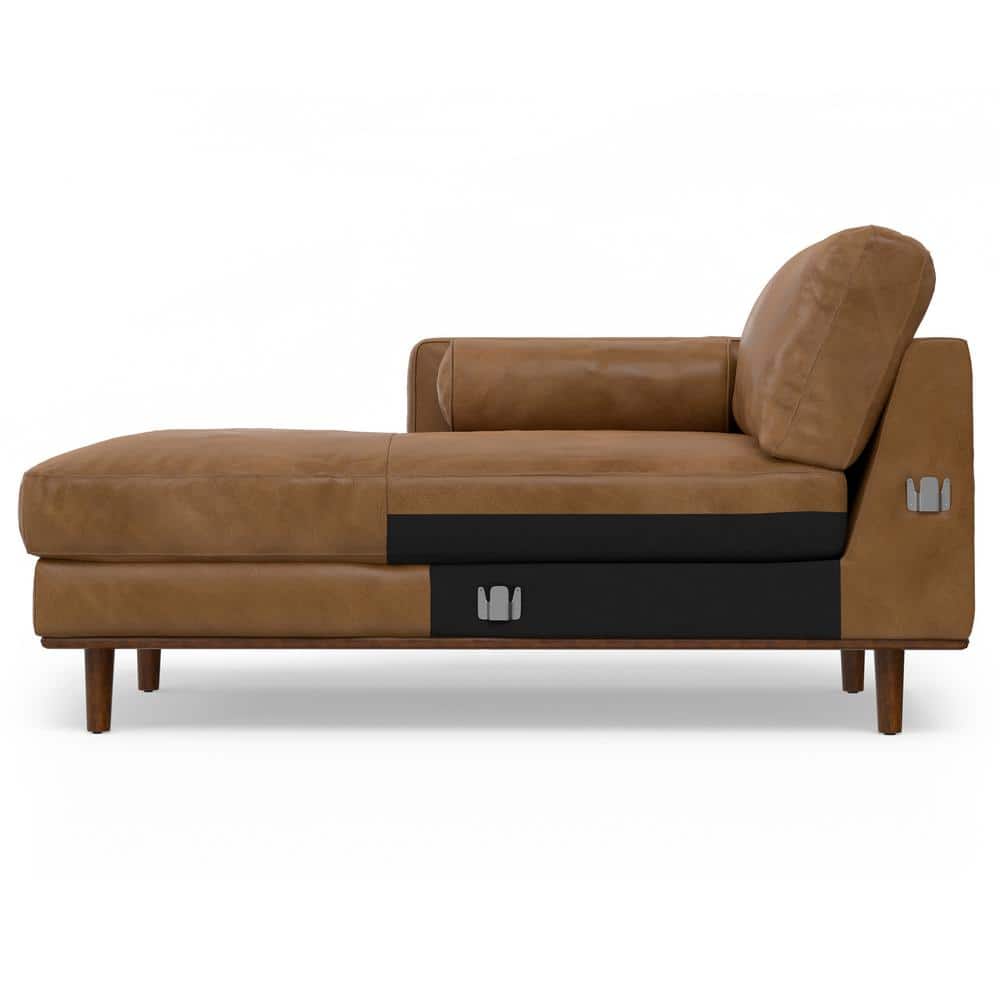 Caramel Brown Leather Left Sectional Sofa with Pillow-top Arm