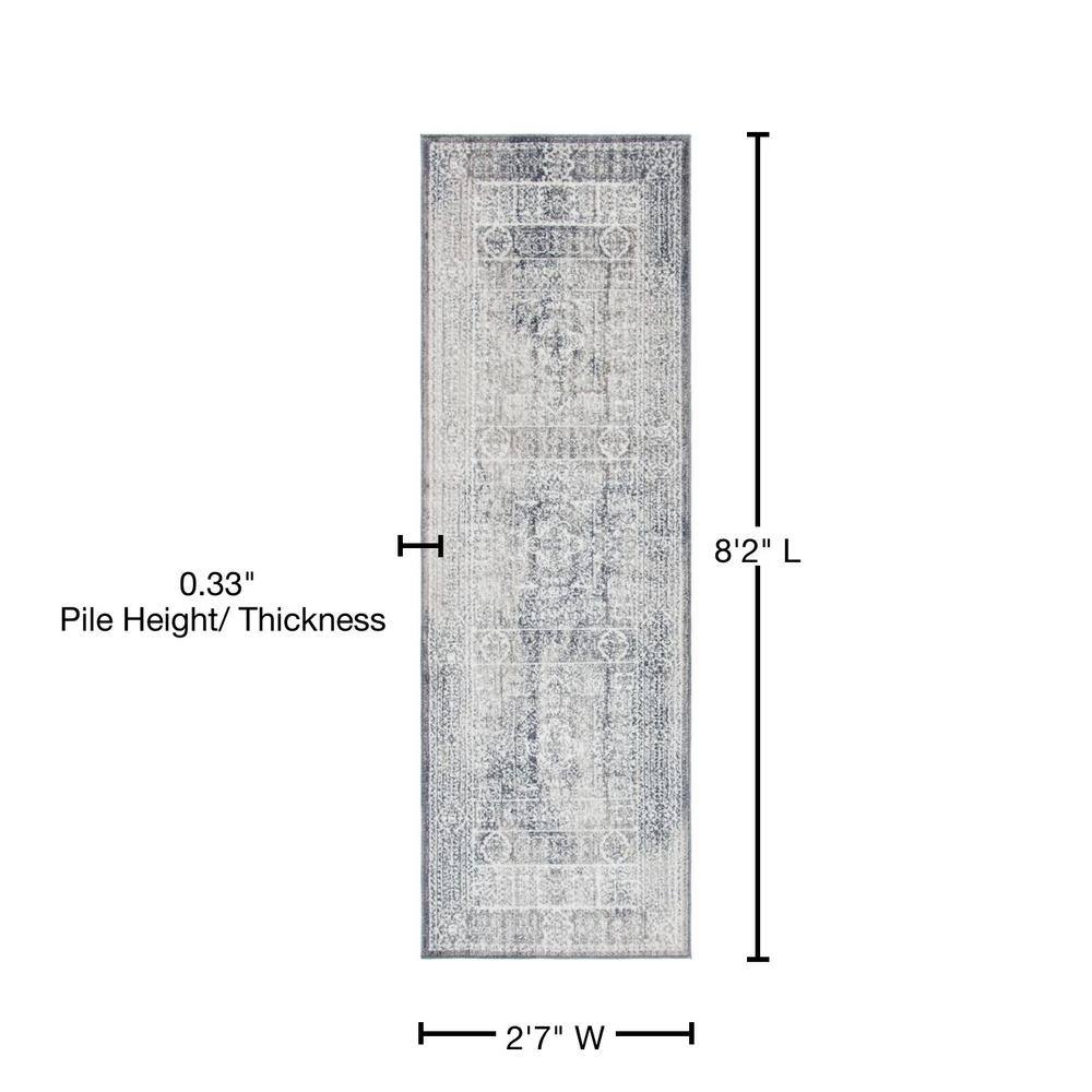 Brighton Bushwick Plush Gray Runner Rug 2'7" x 8'2"