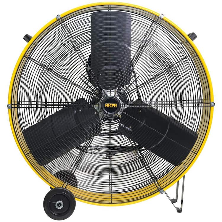 Edendirect 30 in. Portable High Velocity Heavy Duty Industrial DC Drum Fan in Yellow, with Variable Speed, 2 Wheels