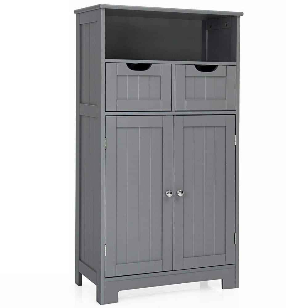 ANGELES HOME 24 in. W x 12 in. D x 43 in. H Gray Bathroom Wooden Side ...