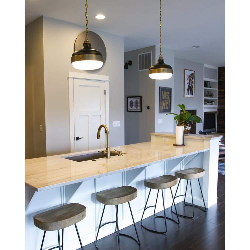 Cadence 2-Light Dark Antique Brass and Matte Black Pendant