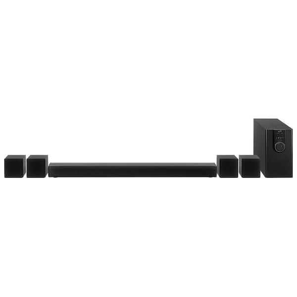 5.1-Channel Bluetooth Home Theater System, 6-Surround Speakers with Wired Connections, Learning Remote Capability, Black