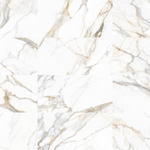 Calacatta Gold/White 24 in. x 48 in. Textured Matte Subway Porcelain Wall and Floor Tile (15.5 sq. ft./Case)