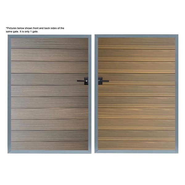3-2/3 ft. x 5-1/6 ft. Wood Grain Brown Assembly Required WPC Composite Fence Gate Kit w/Keyed Lock (Post not Included)