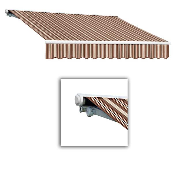 AWNTECH 14 ft. Galveston Semi-Cassette Left Motor with Remote Retractable Awning (120 in. Projection) in Brown/Terra
