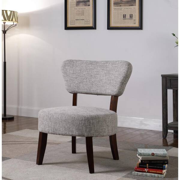 Gray-White Round Seat Accent Chair 92014-16GW - The Home Depot