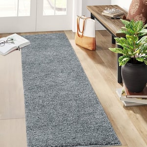 Gray 2 ft. x 6 ft. Shag Solid Rug