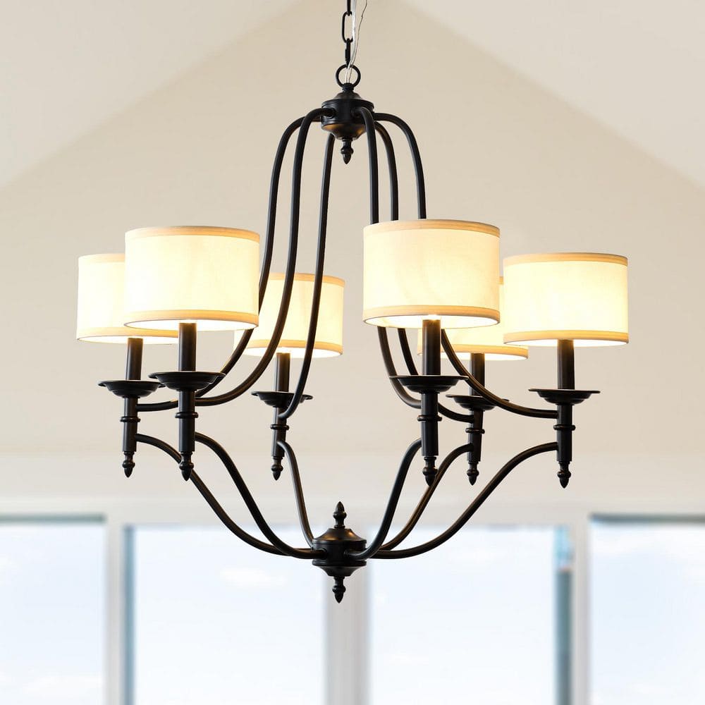 6-Light Black Chandelier Modern Light Fixture with Fabric Shades price history on PriceWatchPro