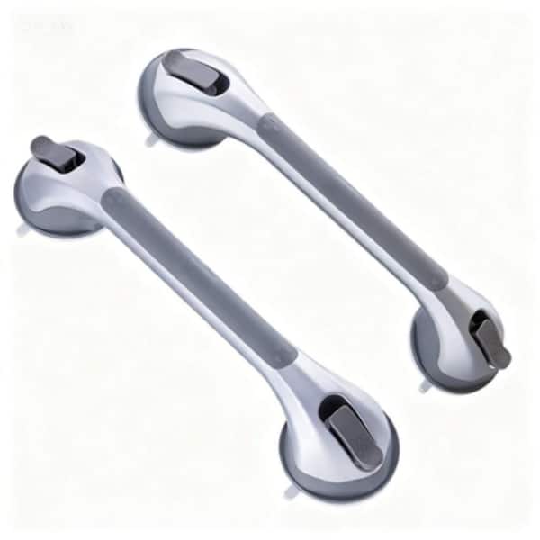 2 Pack 16.8 in. Heavy Duty Suction Grab Bar for Seniors and Elderly, Bathroom Safety Grip No Drilling Waterproof, Silver