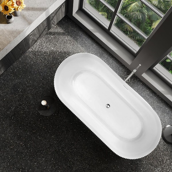 ANZZI Bailey Series 58.9 in. x 29.1 in. Soaking Bathtub with