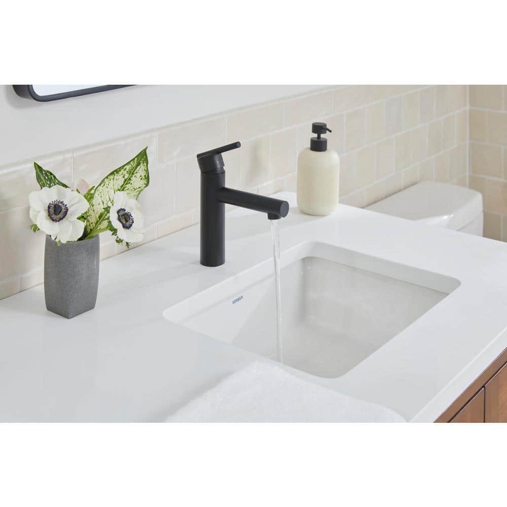 Satin Black Modern Single Handle Bathroom Faucet with Ceramic Lever