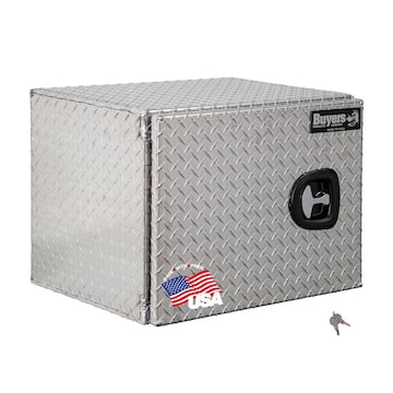 18 in. x 18 in. x 24 in. Diamond Plate Tread Aluminum Underbody Truck Tool Box with Barn Door