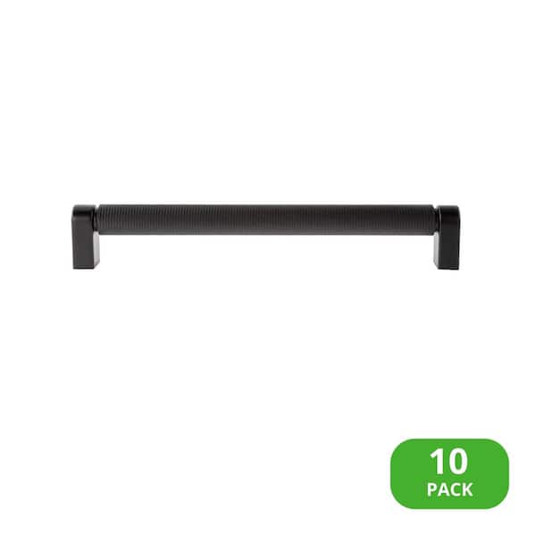 10-Pack Kent Knurled 7 in. (178 mm) Center-to-Center Industrial Matte Black Bar Drawer Pull