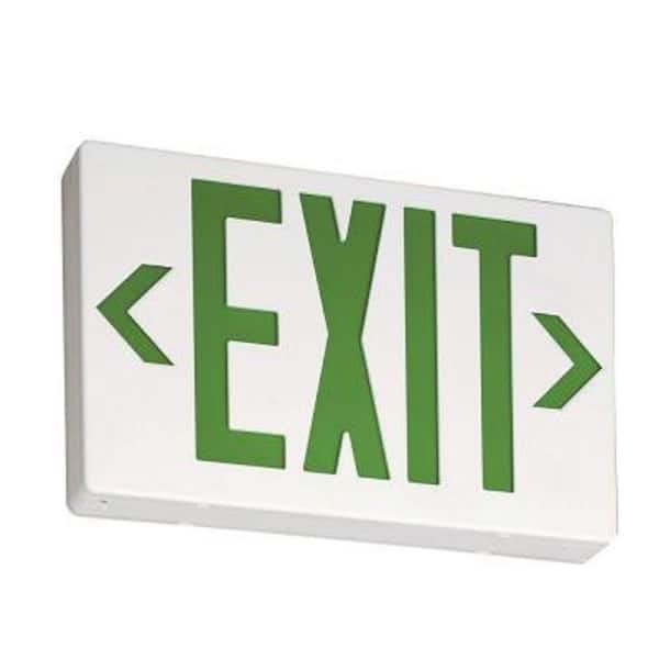 Lithonia Lighting Contractor Select EXG Series 120/277-Volt Integrated LED White and Green Exit Sign