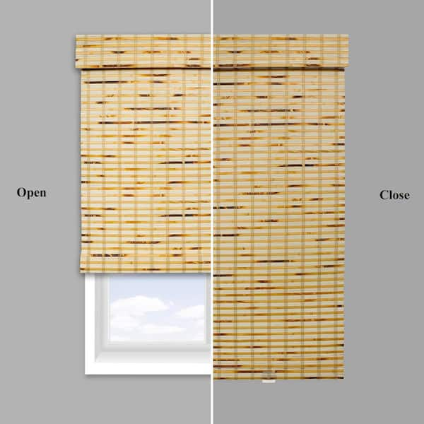 Chicology Cut-to-Size Belmon Natural Cordless Light Filtering Bamboo Roman Shade 25 in. W x 64 in. L