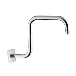 Gooseneck Square Rain Shower Arm with Flange, Polished Chrome