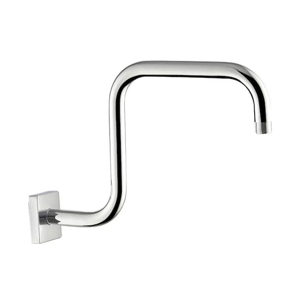 MODONA Gooseneck Square Rain Shower Arm with Flange, Polished Chrome