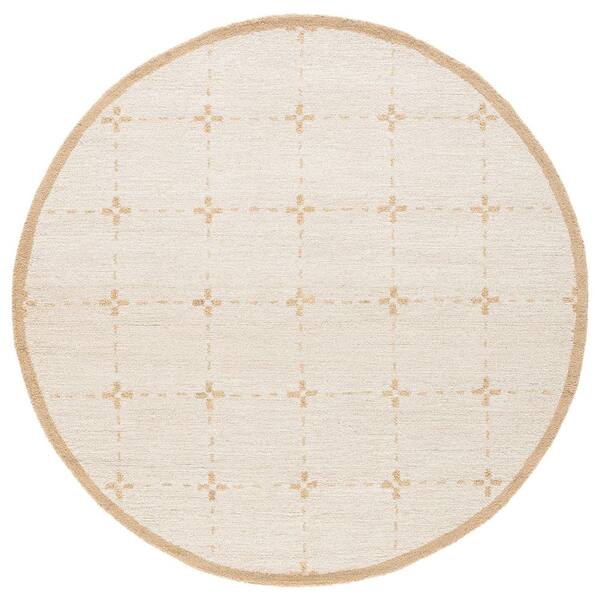 Genre 6 ft. x 6 ft. Yellow/Ivory Grid Round Rug