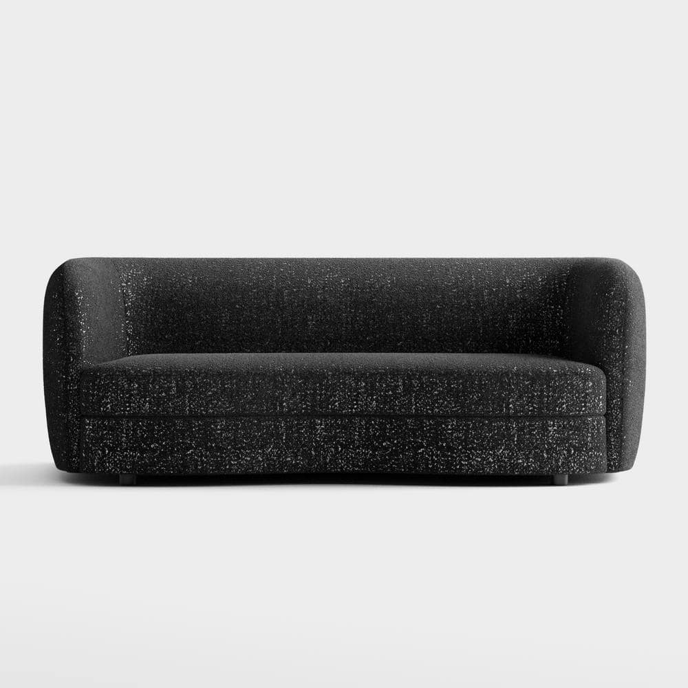 Julia 85 in. Black Boucle Fabric Modern Curved Sofa