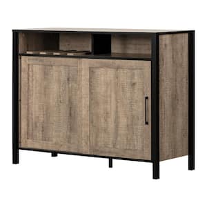 Munich Weathered Oak and Matte Black Particle Board 46 in. Sideboard with Sliding Door