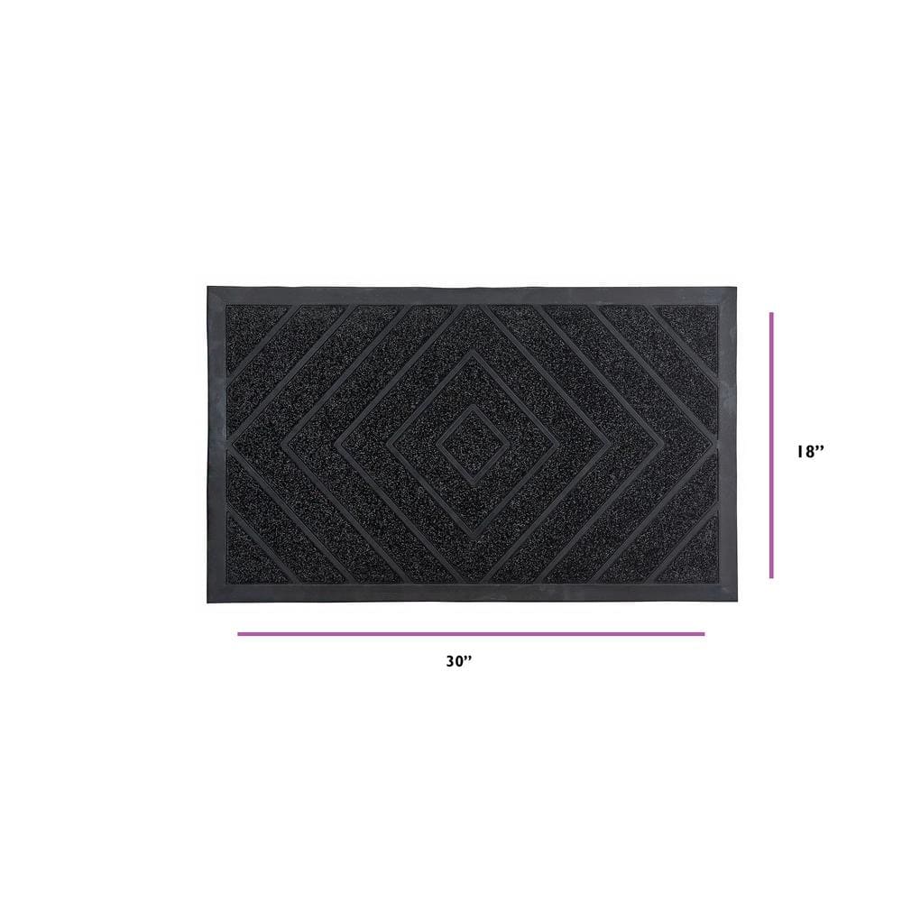 Elegant Black Diamond Coir 30"x18" Outdoor Welcome Doormat
