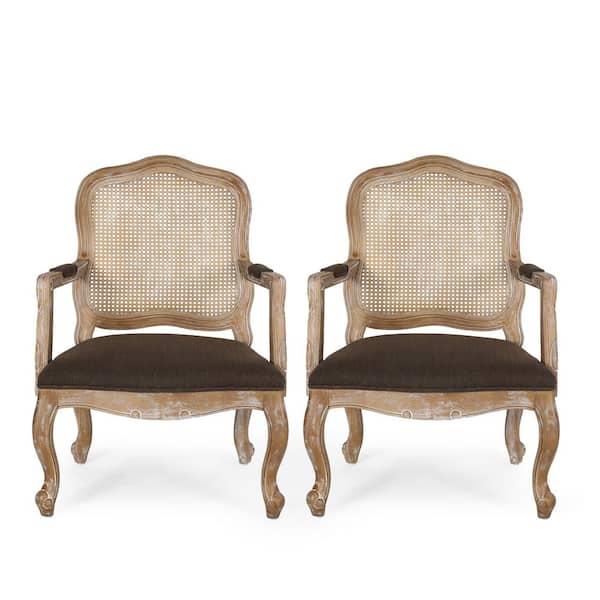 Noble House Corral Brown and Natural Upholstered Dining Armchair (Set of 2)