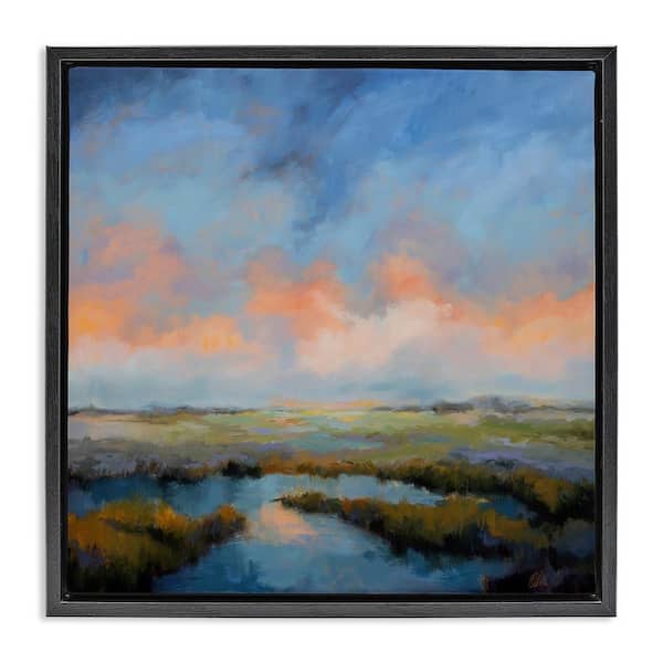 Stupell Industries Pastel Cloud Reflection by Odile Black Floater Frame Nature Graphic Art Print 18 in. x 18 in.