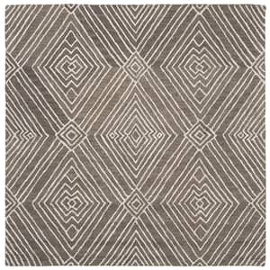 Micro-Loop Dark Grey/Ivory 5 ft. x 5 ft. Geometric Square Area Rug