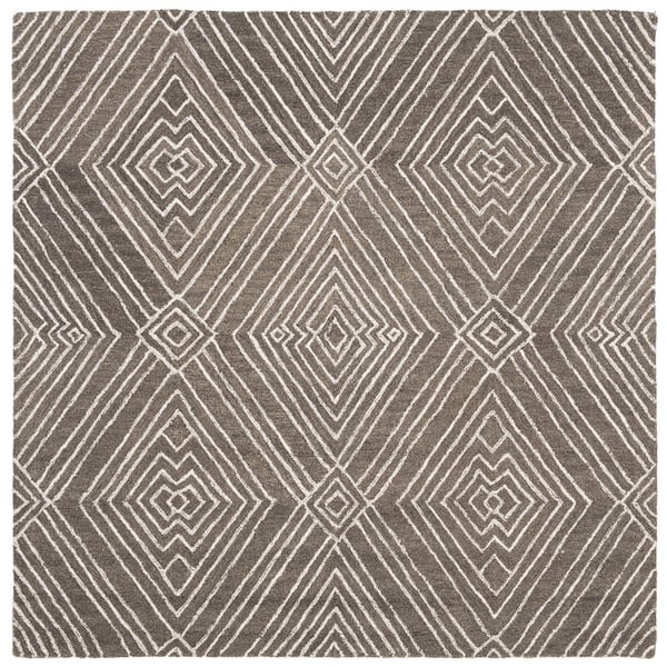 SAFAVIEH Micro-Loop Dark Grey/Ivory 5 ft. x 5 ft. Geometric Square Area Rug