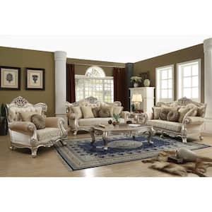 Amelia 49 in. Champagne Fabric Arm Chair