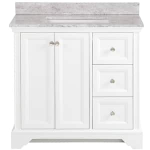 Stratfield 37 in. W x 22 in. D x 39 in. H Single Sink  Bath Vanity in White with Winter Mist Cultured Marble Top