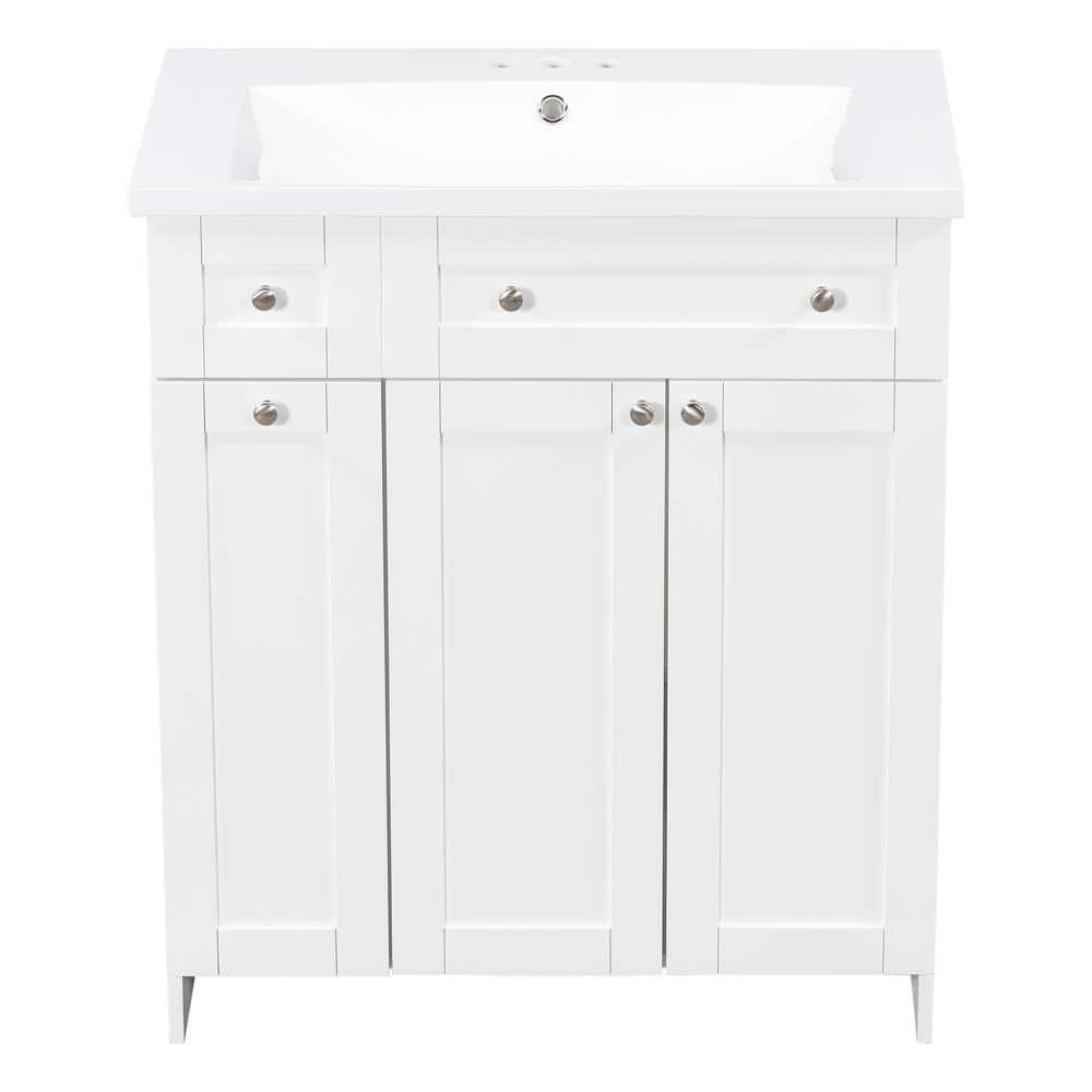 30 in. W x 18 in. D x 33.5 in. H Freestanding Bath Vanity in White with White Resin Top price history on PriceWatchPro
