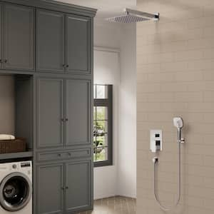 Classic Rain 2-Spray Square High Pressure Wall Bar Shower Kit with 3 Modes Hand Shower in Chrome (Valve Included)