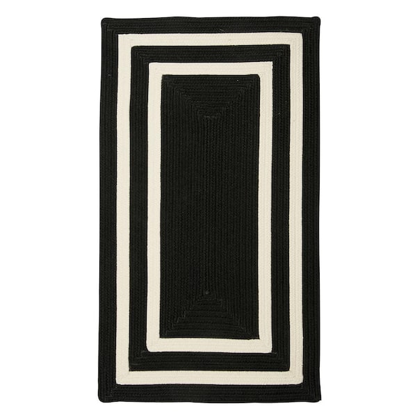 Home Decorators Collection Griffin Border Black/White 2 ft. x 3 ft. Braided Indoor/Outdoor Patio Area Rug