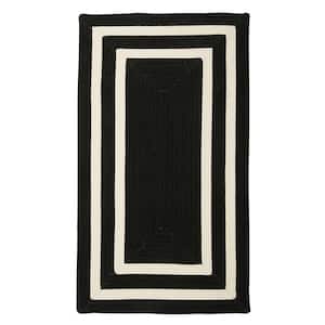 Griffin Border Black/White 4 ft. x 6 ft. Braided Indoor/Outdoor Patio Area Rug