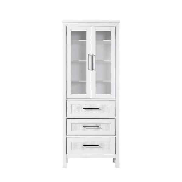 28 in. W x 18 in. D x 72 in. H White Freestanding Linen Cabinet
