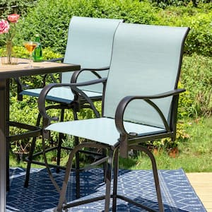 5-Piece Metal Outdoor Patio Bar Height Dining Set with Sling Swivel Chairs