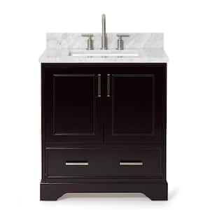 Stafford 31 in. W x 22 in. D x 35.25 in. H Single Sink Bath Vanity in Espresso with Carrara White Marble Top