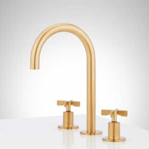 Vassor 8 in. Widespread Double-Handle Bathroom Faucet in Brushed Gold