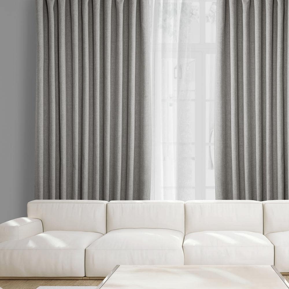 Clay Extra Wide Blackout Faux Linen Window Curtain