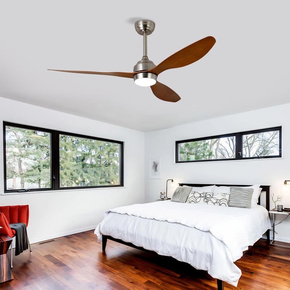 52 in. Matte Sliver Brown Downrod Mount Standard Ceiling Fan with Lights and Remote Control Included price history on PriceWatchPro
