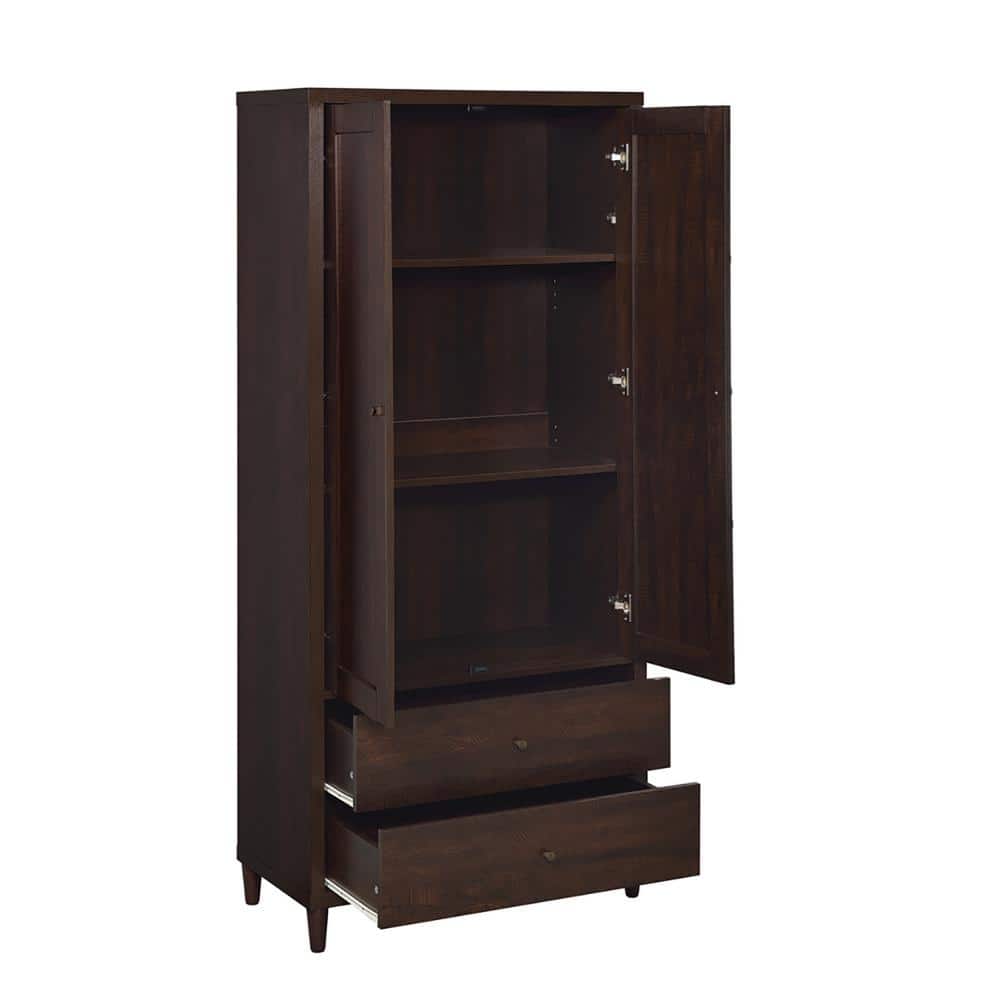 Rustic Tobacco Tall 2-Door Accent Cabinet with Adjustable Shelving
